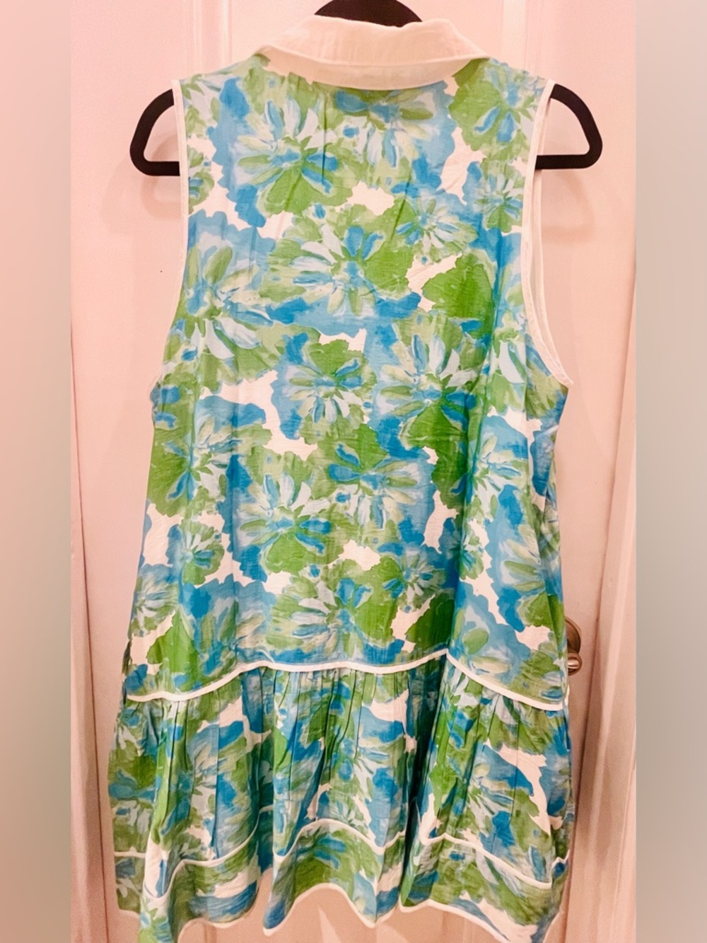 Entro flower Shirt Dress with Blue & Green Floral Print - Picture 3 of 4